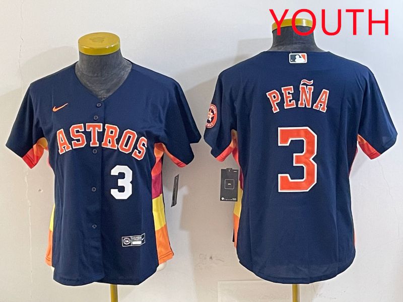 Youth Houston Astros 3 Pena Blue City Edition 2025 Nike MLB Jersey style 3